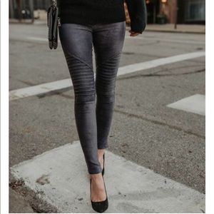 NEW Vegan Faux Suede Leggings Jeggings Riveted S